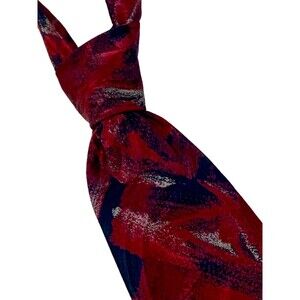 Vintage Fratelli 100% Italian Silk Tie Red Black Abstract Brushstroke Hand Made